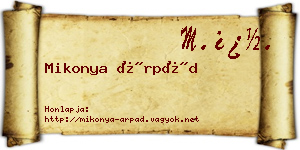 Mikonya Árpád névjegykártya